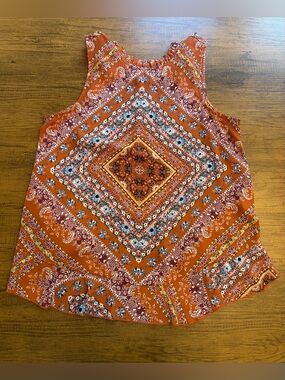 Xhilaration Rust Orange Boho Diamond Print Tank